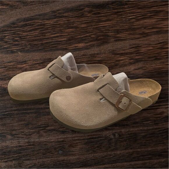 Birkenstocks Suede Slip-On Clogs with Buckle - Picture 7 of 9